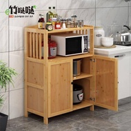 Kitchen storage rack, multi-layer, floor standing household appliances, oven, microwave oven with door, cabinet, miscellaneous rack, solid wood, simple