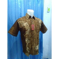 Hem Shirt Tops For Men Boys Batik Cap Abstract Brown Size L / Pekalongan 060421