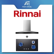 RINNAI RH-C2859-SSW 90CM CHIMNEY HOOD WITH DIGITAL TOUCH CONTROL + RINNAI RB-93TG 3 BURNER HYPER FLAME GLASS HOB WITH SA