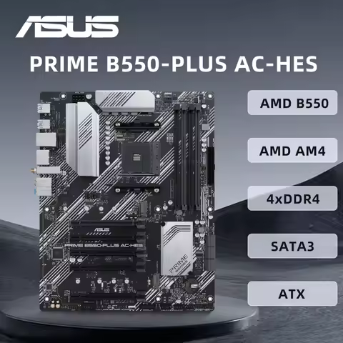 ASRock PRIME B550-PLUS AC-HES Motherboard Support 5950X 5800X3D 5700X3D 5700X 5600G CPU DDR4 4733MHz