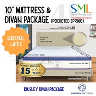 10 Inches Natural Latex / Pocketed Spring Mattress with Divan Bed Frame Package - Unicorn Kinsley