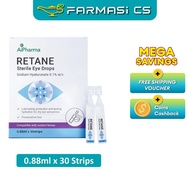Aipharma Retane Sterile Eye Drops 0.88ml x 30 Strips EXP:05/2028 [ Sodium Hyaluronate Eye drop Conta