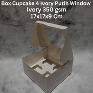 Cupcake Box White Brown LaminatedIVORY Contents 4 + Inner 4 Sections Size 17x17x9 Kraft Pudding Pie 