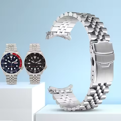 New Man's Superior Solid Stainless Steel Watchband 20mm 22mm Curved End strap Jubilee Bracelet Fit F