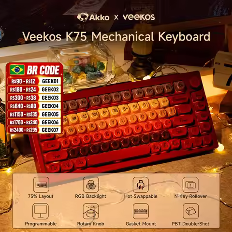 AKKO 5075 X Veekos K75 Gaming Mechanical Keyboard Keyboard 75% RGB 3/5-Pin Hot Swap Wired Customized