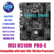Used MSI H510M PRO-E DDR4 MATX LGA 1200 Motherboard H510 Chipset Compatible with Intel 10th 11th Pro