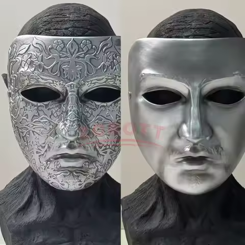 2 Types Halloween Easter Baldwin IV Cosplay Costume Mask Scary Silvery Face Costume Mask Handmade Re