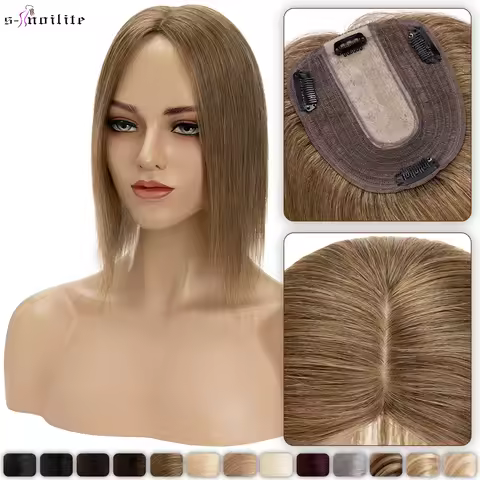 S-noilite 10x12cm Hair Toppers 3.5x9cm Silk Base Natural Hair Wig 100% Human Hair For Women Hairpiec