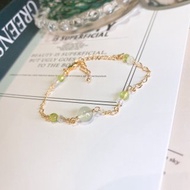 情人果 葡萄石 橄欖石 白水晶 天然石可調節金屬繞線手工手鍊手環