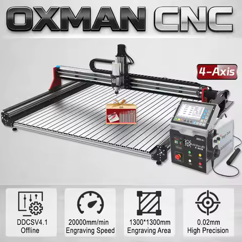 BulkMan3D OXMAN 4 Axis CNC Router Machine Ball Screw Dual Rails DDCSV4.1 Offline Controller CNC Engr