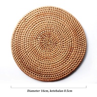 Placemat Bamboo Rotan Handmade Placemats Rattan Coaster Alas Gelas Dekorasi Properti Foto Anti Panas