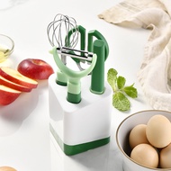 Kitchen Gadgets Set,Kitchen Scissors, Kitchen Utensils Set with Holder, Paring Knife,Whisk,corkscrew Home Kitchen Gadgets(White green 5 Pieces set)