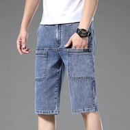 seluar lelaki plus size seluar lelaki jeans Men Denim Shorts Korean Version Trendy Cropped Pants Sli