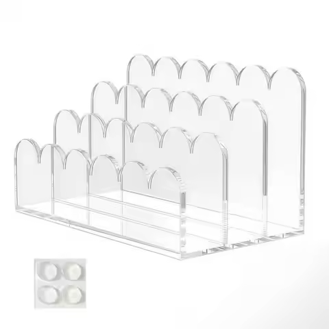 Desk Organizer Acrylic Desktop File Organizer with 3 Slots Scalloped Design Vertical Mail Holder Spa