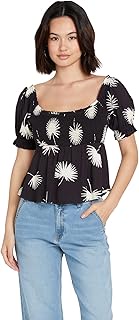 Women's Folk Yeah Shirt Puff Sleeve Empire Waist Top