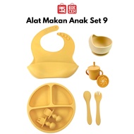 Tokorecehofficial 1 Set of 9 pcs Silicone Children's Cutlery Baby Eating Utensils Baby Eating Utensi