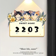Cute Cat Creative Entry House Number Plate Household Number Plate Can Doorway Decoration Plate Acryl