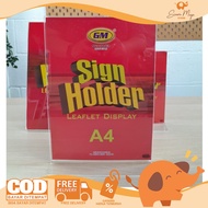 GM Sign Holder A4 L3830 Acrylic Sign Holder Brochure Display Holder