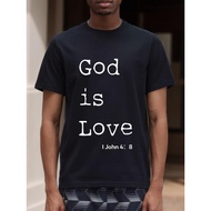 Men'S Christian T-Shirt with "God is Love" & 1 John 4:8 Bible Verse - 100% Breathable Crew Neck Shor