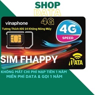 FHAPPY12T Sim Vinaphone 2GB/ngày, 1000phút/tháng, miễn phí sử dụng 12 tháng.