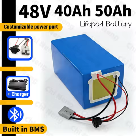 48V 50Ah Lifepo4 48v 40AH lithium battery Bluetooth BMS APP 16S for 2000w Scooter bike tricycle boat