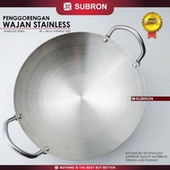 Subron Large Stainless Steel Wok 40 cm Thick Wok Pan Cooking Frying Pan