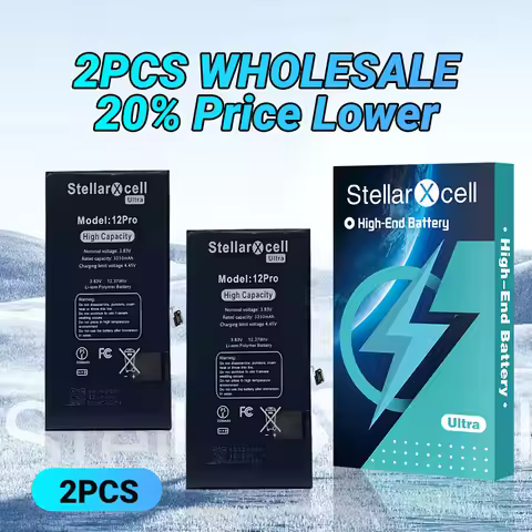 2PCS StellarXcell High Capacity Battery Replacement for iPhone,7037 TI BMS 7, 8Plus 11,12 Mini, 13 X