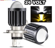 Lampu LED Utama Depan 24 Volt H4 Laser D2 High Low 2 Warna Putih Kuning Truk Bus Fuso Canter Tronton