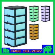 5 Tier Drawers Plastic Cabinet / Plastic Drawer / Storage Cabinet / Rak Plastik Serbaguna / Rak Pakaian5 Tingkat