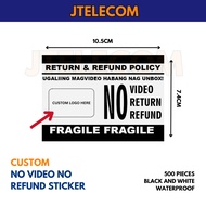 CUSTOMIZED LOGO NO VIDEO NO STICKER PARCEL PROTECTION STICKER