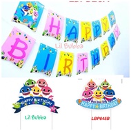 [LIL BUBBA SG] BABY SHARK CAKE TOPPER BIRTHDAY BANNER TABLE CLOTH