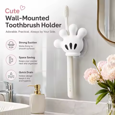 Mickey Hand Shape Toothbrush Stand Plastic Bathroom Holder for Family