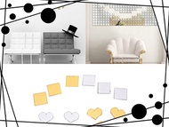 100pcs Heart 3D Mirror Wall Sticker Silver Gold Acrylic Art DIY Home Modern Decal