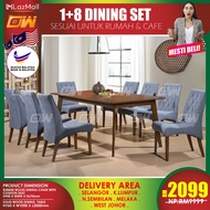 CT102D CC333 1+8 Seater Solid Wood Dining Set Kayu High Quality Turkey Fabric Chair / Dining Table / Dining Chair / Meja