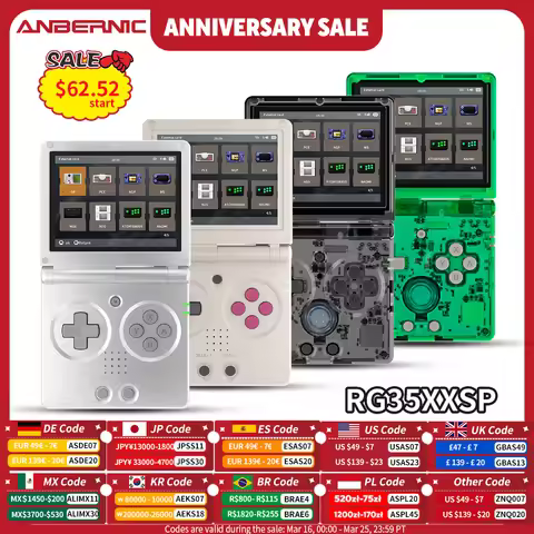 ANBERNIC RG35XXSP Retro Flip Handheld Game Console 3.5" IPS Screen Linux H700 Video Game Player Supp