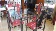 Meja Makan Kaca 4 Kursi MInimalis (Bulat)