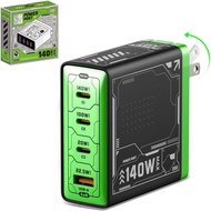 Mfish 140W USB C Charger, 4-Port GaN Charger Block, Foldable Fast Laptop Charger Power Adapter for M