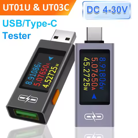 UT01U UT03C USB/Type-C Multi-functional Digital Voltage Ammeter Power Meter DC 4V-30V Voltmeter 6.5A