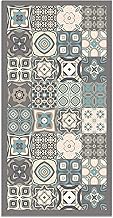 Panorama Vynilteppich Hydraulic Tiles 3 Blue Colours - 40 x 80 cm - Washable Non-Slip Kitchen Rug