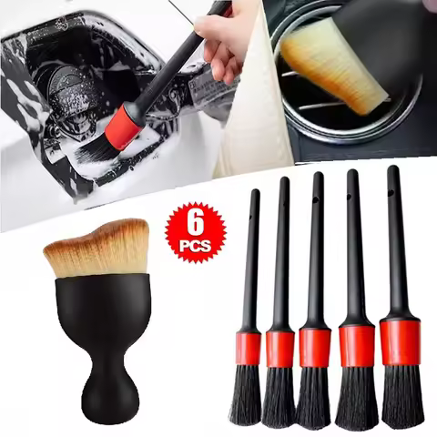 5/6Pcs Car Wash Care Interior Detailing Brush Set cleaning Air Outlet wheel Rims dashboards vents Cl