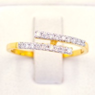 Happy Jewelry แหวนเพชรแท้ แถวไขว้ ทองแท้ 9k 37.5% แหวนเพชรผู้หญิง ME506