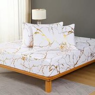 Soft Luxurious Microfiber Bedsheet Set - Shiny Embossed Stone Pattern - Premium Bedding - 2/3 Pcs (1