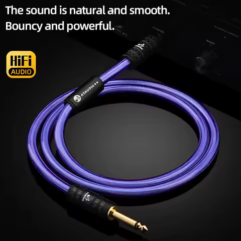 HiFi OCC Silver Plating 6.5mm TS Audio Cable Noise-free Electronic Guitar TS 6.5mm Audio Mono Cable
