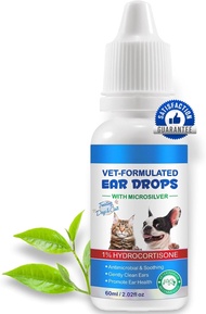 Cat & Dog Ear Infection Treatment Drops - with 1% Hydrocortisone for Dog Yeast Ear Infections - Cat