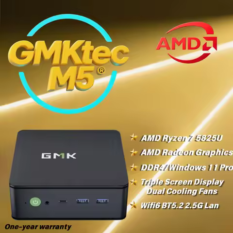 GMKtec M5 Plus Ryzen 7 5825U Mini PC DDR4 16GB/32GB 512GB Nvme SSD Windows 11 Pro WIFI6 BT5.2 2.5G L