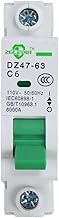 ZGLEDUN AC Miniature Circuit Breaker, 1 pole 6 Amp, 12-240VAC, 6kA Din Rail Mount Breaker with Therm