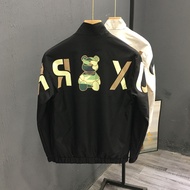 Spring-Autumn Bear Jacket - Korean-Inspired Handsome Stand-Up Collar