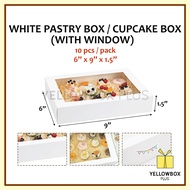 10pcs Brownies Box 6x9x1.5 inch Pastry Box Mini Donut box with window glossy shiny finish