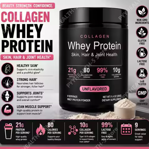 Collagen Whey Protein Powder Unflavored with Whey Isolate Collagen Peptides Vitamin C Daily Nutritio