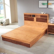 [Chemière] Haze rubber wood queen bed frame KBD-201